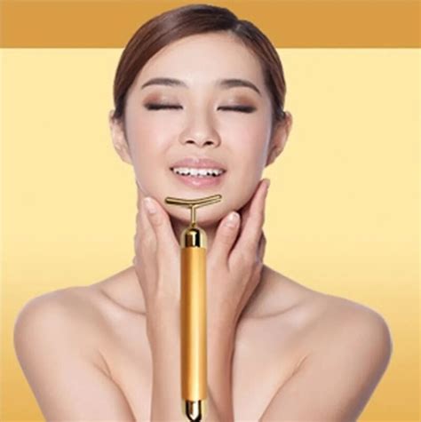 24k Beauty Bar Golden Derma Energy Face Firming Facial Roller Massager Vibration Face Massager