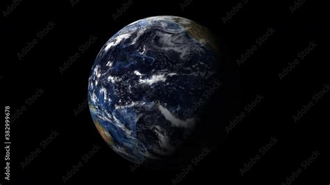 Planet Earth From Space Day To Night Realistic World Globe Spinning
