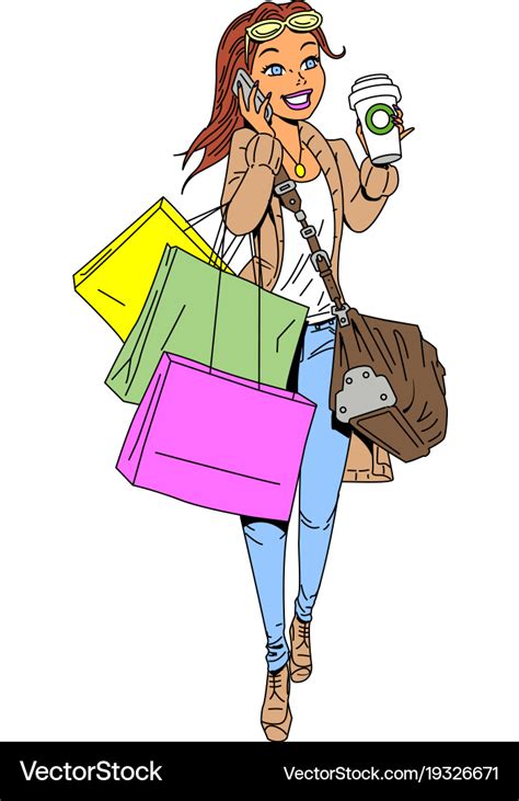 Woman Shopping Clipart Cartoon Royalty Free Vector Image