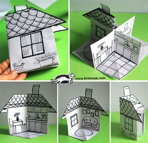 bricolage maison 3d Fabriquer une maison 3D en papier Inspiré de la