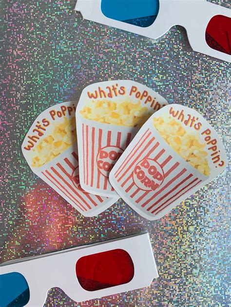 Whats Poppin Popcorn Waterproof Handmade Sticker Bonus Etsy