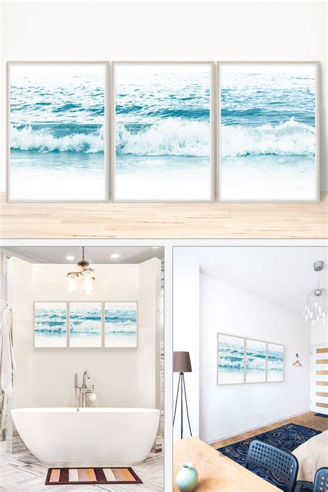 Beach Wall Art Set Of 3 Prints Ocean Decor Coastal Print Etsy Beach