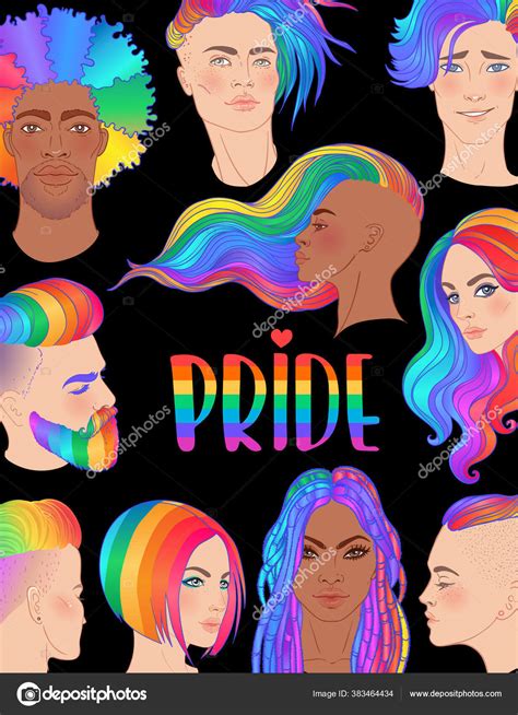 Rainbow People Lgbt Poster Design Gay Pride Lgbtq Ad Divercity Concept Isolated Vector