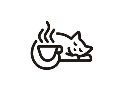 White Cat Cafe Logo in 2021 | Cat logo design, Dog logo design, Cafe logo