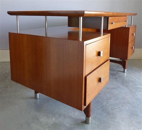 Qr code link to this post. Jens Risom Mid-Century Modern Executive Desk in Solid ...