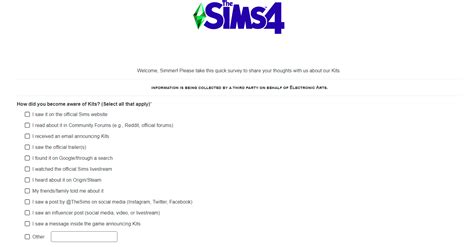 The Sims 4 Official Kits Survey Simsvip