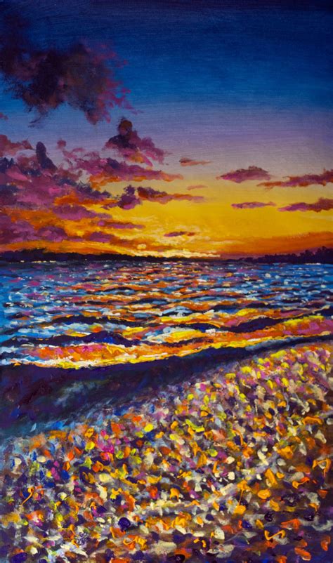 Valery Rybakou Sunset Over The Ocean Painting Acrylic On Canvas For