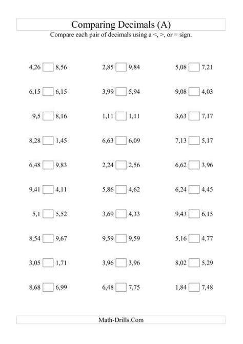 Comparing Decimals And Fractions Worksheet - equivalent fractions