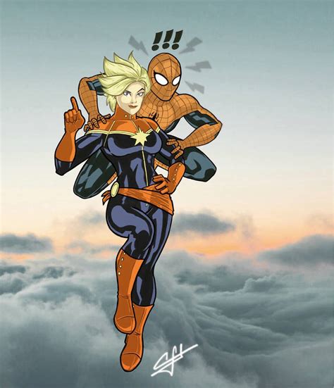 Captain Marvel Spiderman By Gatolab On Deviantart