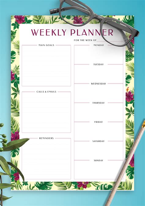 How to create printable weekly planners? Download Printable Weekly Planner with Main Goals PDF