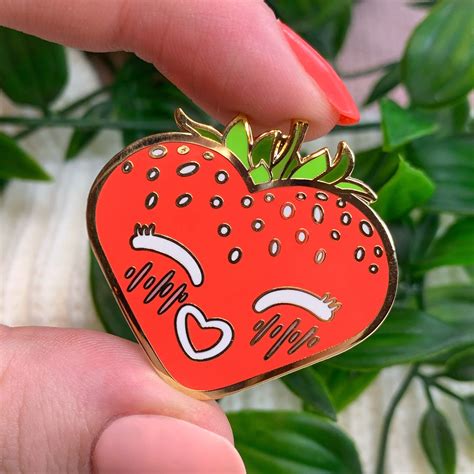 Kawaii Strawberry Enamel Pin Cute Strawberry Ts Fruit Etsy