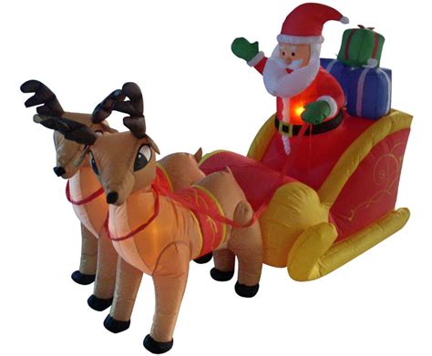4 Inflatable Santa Sleigh And Reindeer Lighted Christmas Outdoor Decoration Walmart Canada