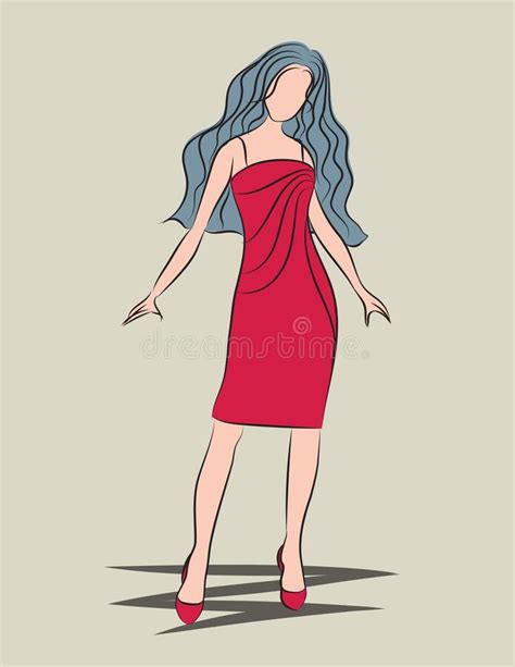 model woman in red dresses vector illustration fashion design hand drawn vector girl in a red