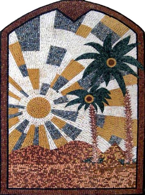 Palm And Sunset Mosaic Flowers And Trees Mozaico