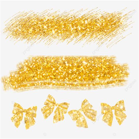 Glittering Gold Brush Strokes And Transparent Ribbon Brush Strokes