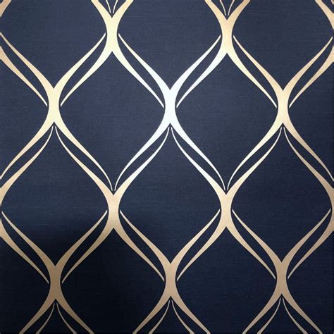 Navy Blue And Gold Geometric Wallpaper