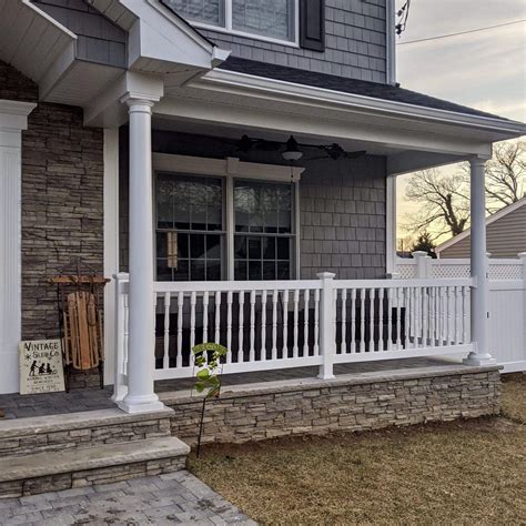 Built with galvanized steel for reinforced strength and cladded in the highest quality vinyl, alpa railings have. 3' white vinyl spindle railings installed between round ...