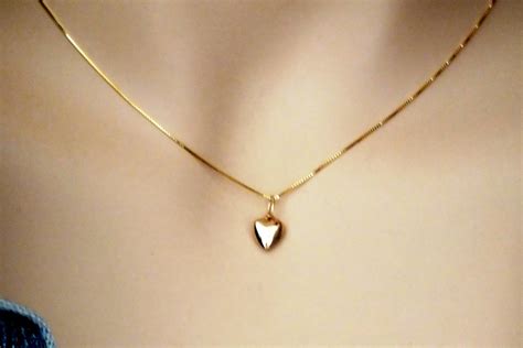 Gold Heart Necklace Tiny Solid 14k Gold Heart Necklace 14k