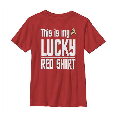 Boys Star Trek This Is My Lucky Red Shirt Graphic Tee Red Large