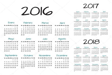 Todos os feriados na itália 2021 tudo sobre o dia 5 de abril 2021 outros 12 feriados nacionais e regionais na itália no ano 2021 clique aqui! Vector de calendario 2016-2017-2018 Español — Archivo ...