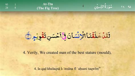 95 The Holy Quran Surah At Tin Arabic English Translation Reading