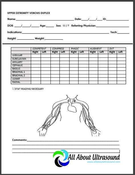 Upper Extremity Venous Ultrasound Worksheets
