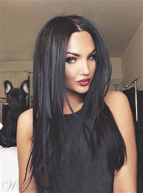 Sexy Natural Black Center Part Layered Cut Long Straight Synthetic Hair