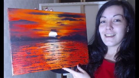 Océan Rouge Peinture Acrylique Facile Youtube