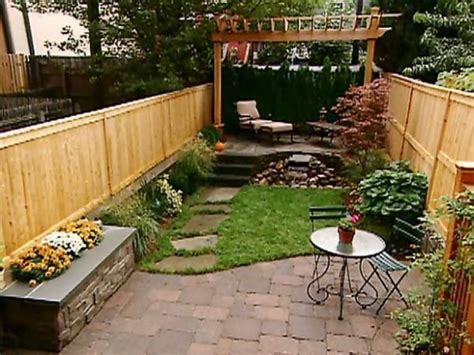 Narrow Small Yard Patio Hardscape Landscape Design For