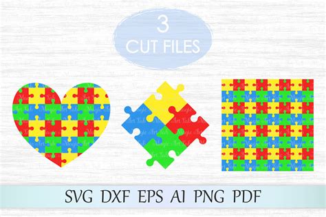 Puzzle Autism Awareness Puzzle Heart Svg Dxf Eps Ai Png Pdf By