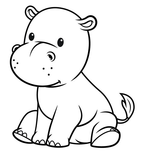 Bebé Hipopótamo Páginas Para Colorear Animales Para Colorear