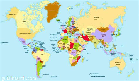 Planisferio Con Nombres A Color Mapamundi 100 Mapas Del Mundo Para