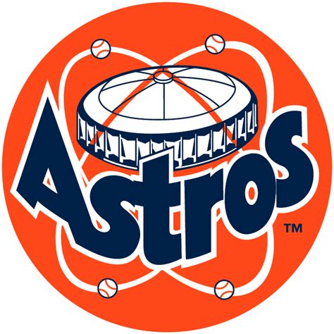 Houston Astros Primary Logo 1977 Astrodome Above Astros Blue Script