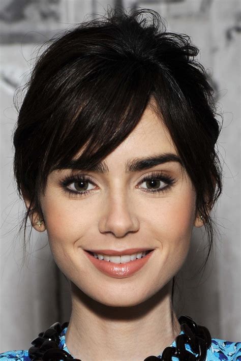 Lily Collins Lily Collins Hair Long Hair With Bangs Hairstyles With