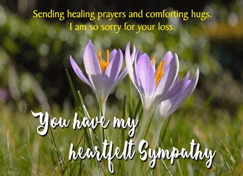 Consider sending condolences from a list of heartfelt condolence messages. Sending Healing Prayers. Free Sympathy & Condolences ...