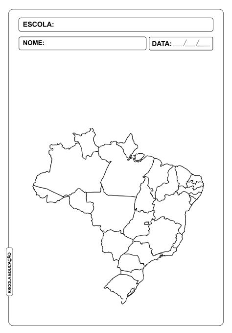 Mapas do Brasil para Colorir e Imprimir Escola Educação