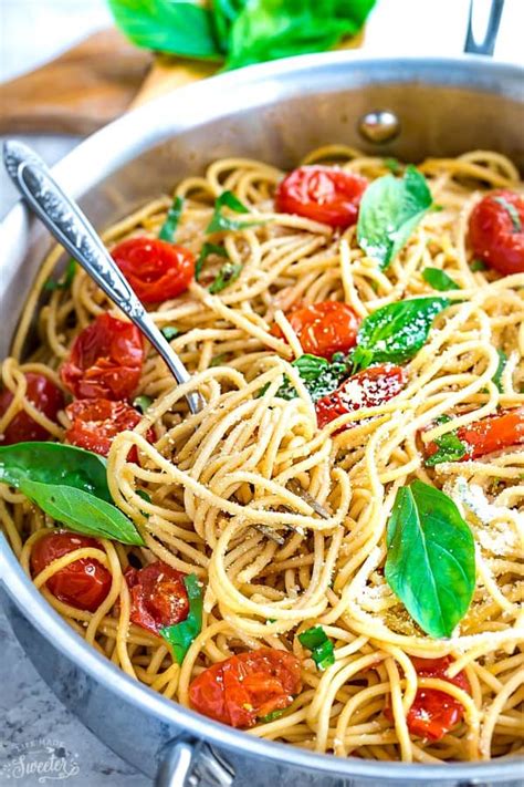 Guys, we need to talk about angel hair. Cherry Tomato Basil Spinach and Parmesan Pasta