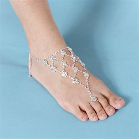 Beach Wedding Barefoot Sandal Foot Chain Crystal Anklet With Rhinestone