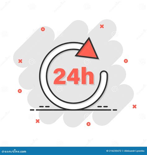 24 Hours Clock Sign Icon In Comic Style Twenty Four Hour Open Vector