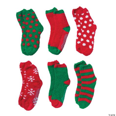 Adults Christmas Fuzzy Socks 6 Pair Oriental Trading