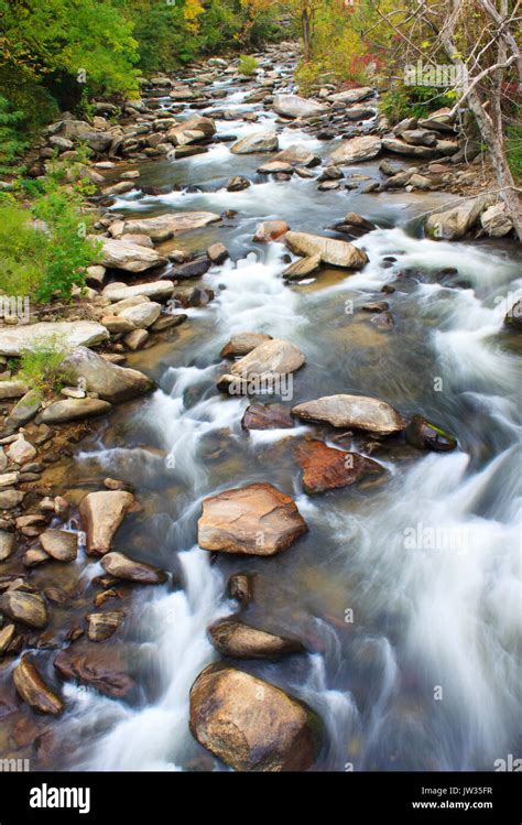 Fast Moving River Water At Buffalo Creek Chimney Rock Village Near Lake