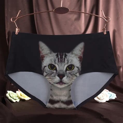 Cute Lace Pussy Cat Panties Women Seamless Briefs Sexy Pussycat Panties Mid Waist Underpants