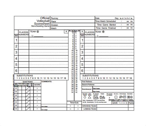Nfhs Volleyball Score Sheet Instructions Printable Templates