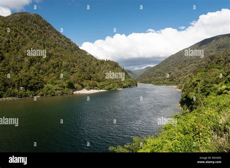 Scenic Buller River And Gorge In The South Island Of New Zealand Stock