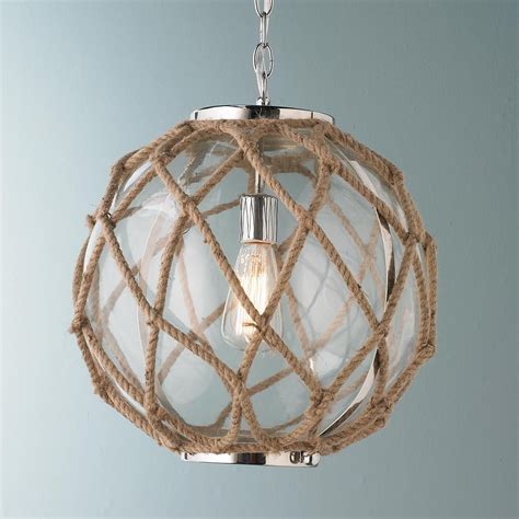 Jute Rope Nautical Pendant Glass Bowls Hand Wrapped With Thick Natural