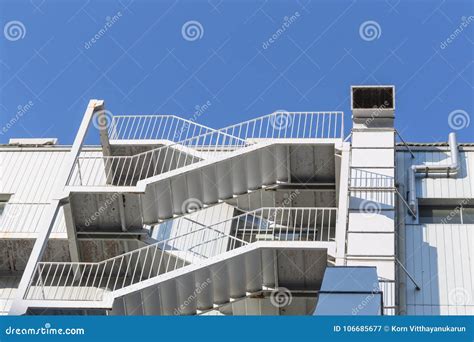 Outdoor Emergency Stairwell For Fire Exit Stock Image Image Of Fire
