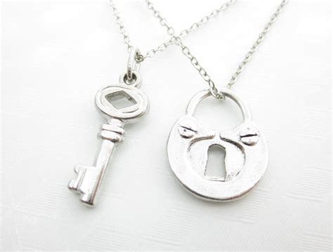 Set Of Lock And Key Necklaces Two Best Friend Necklaces Pair Etsy