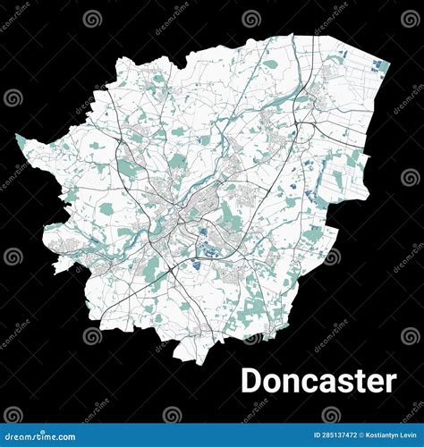 Doncaster City Map Administrative Area Stock Vector Illustration Of