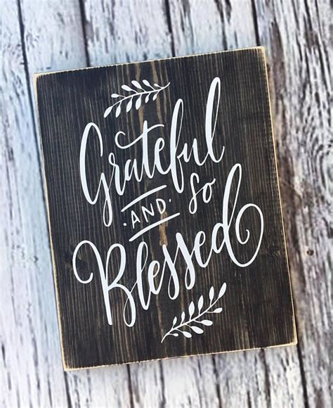 Grateful And So Blessed Home Decor Farmhouse Style Sign Etsy Wood
