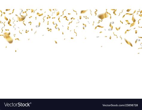 Golden Celebration Confetti Falling Party Ribbons Vector Image